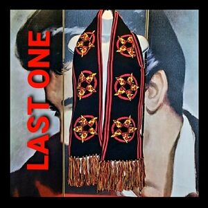 Sourpuss 60" Long Pepperoni Pizza Star or Pentagram Winter Knit Scarf w Fringe